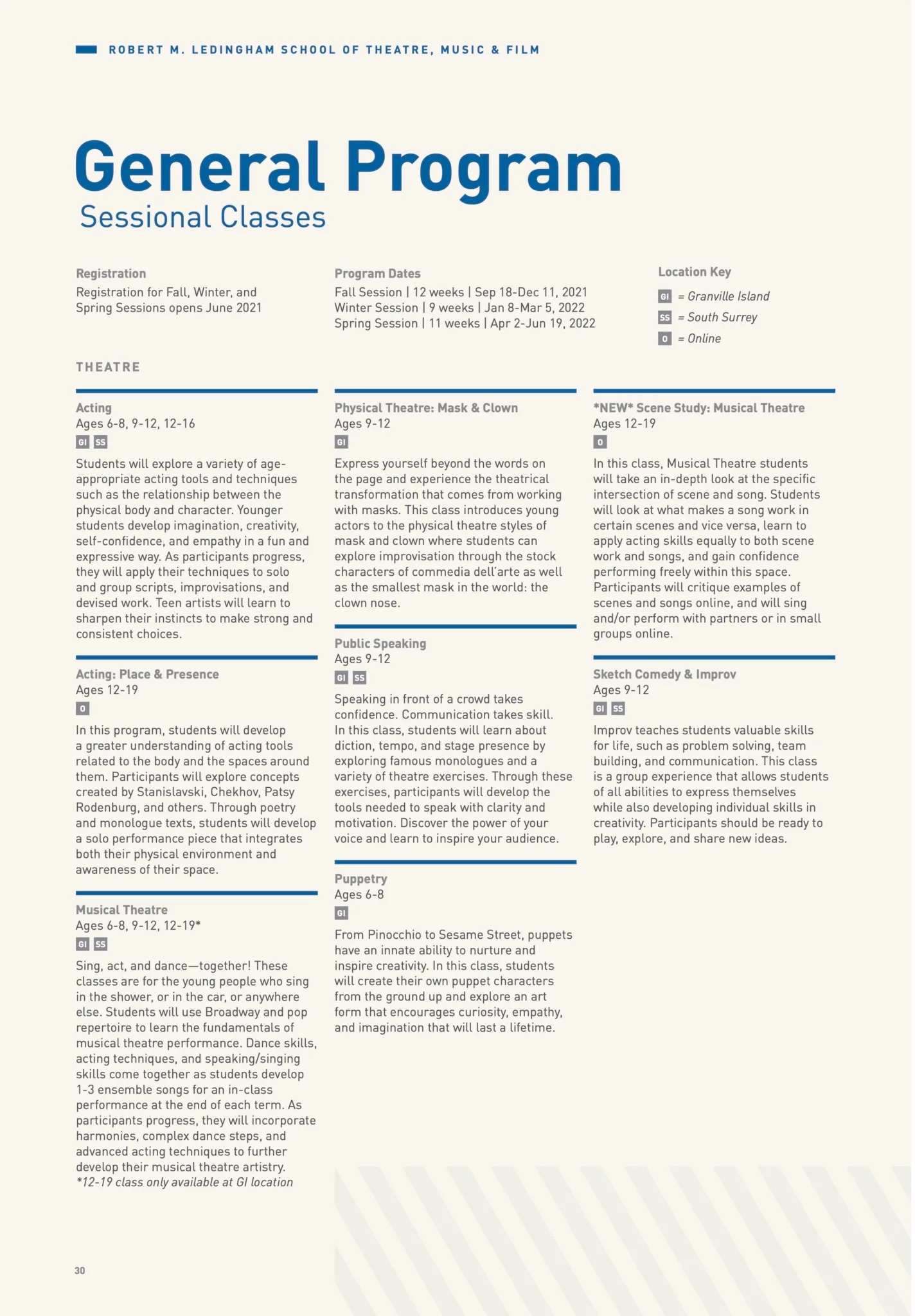 Original — General Program / Seasonal Classes